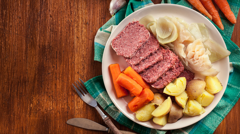 Plate of corned beef 