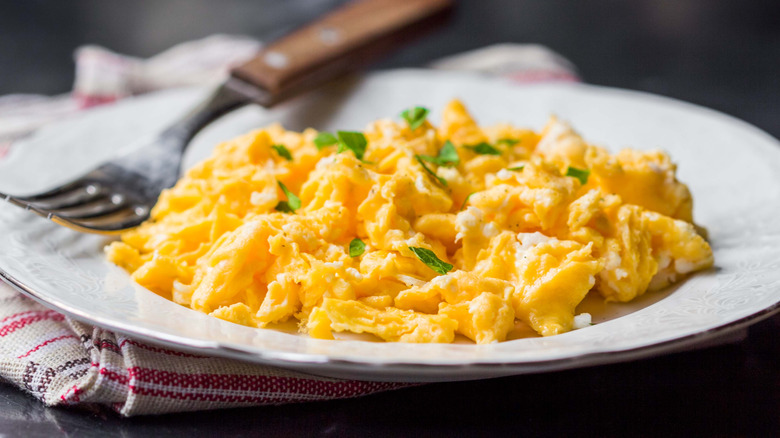 plate of perfect scrambled eggs