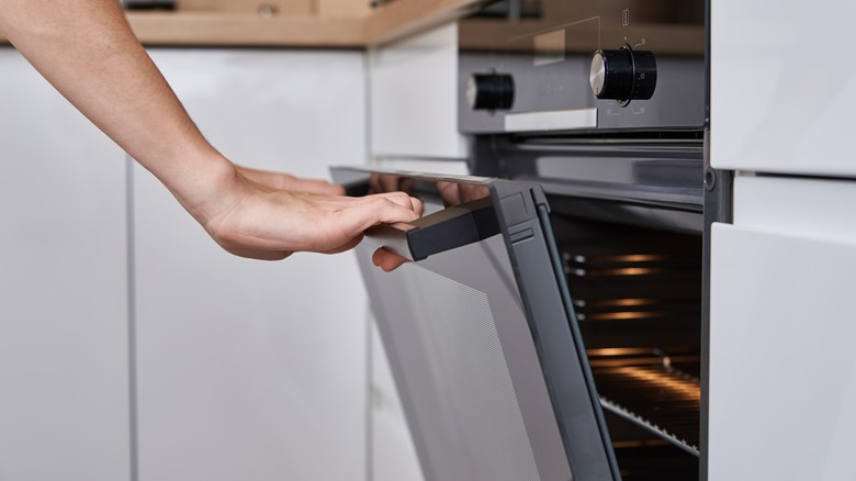 opening the oven