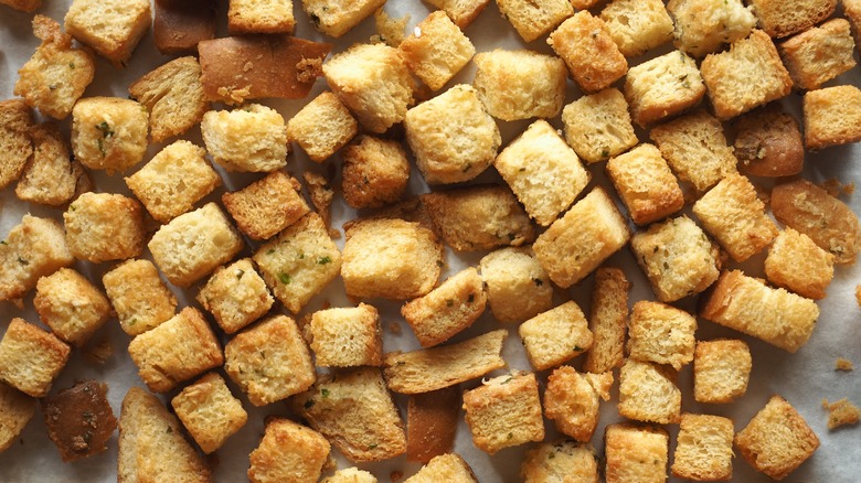 Large batch of croutons