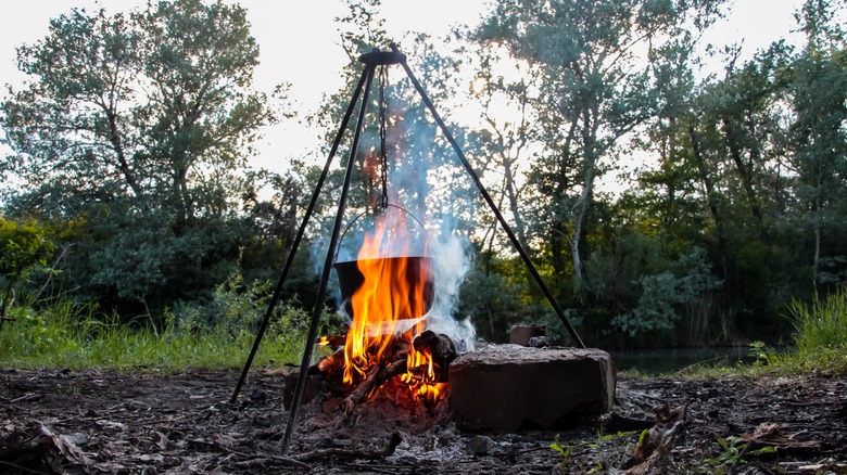 Cooking over a campfire