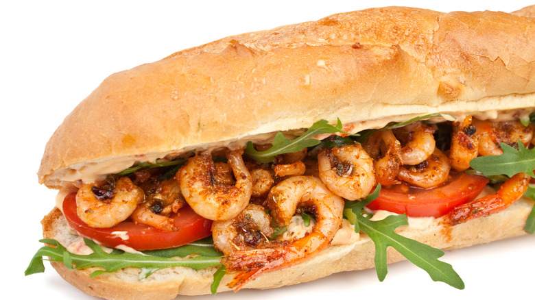 Shrimp-filled sub sandwich