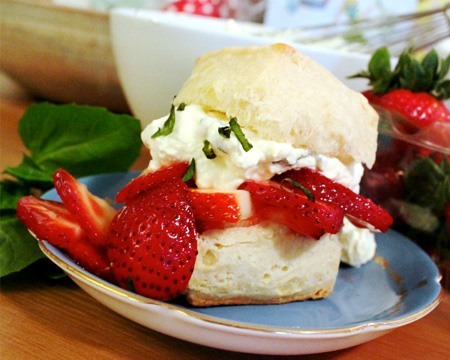 Strawberry Shortcakes with Lemon-Basil Cream Recipe