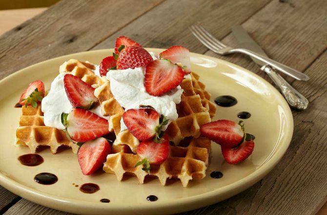 Strawberry Waffle with Balsamic Glaze