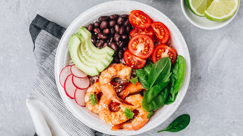 A shrimp burrito bowl