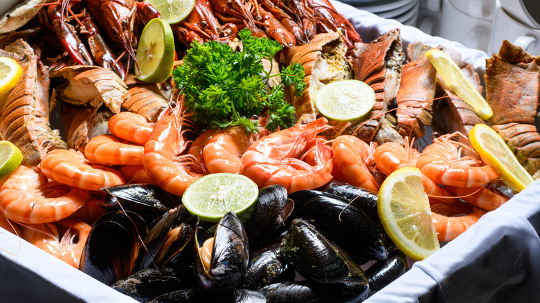 Various types of seafood