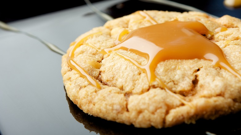 Caramel covered cookie