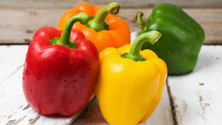 Different color bell peppers