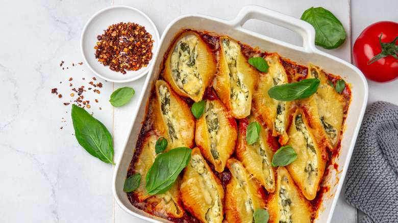 Stuffed shells in sauce