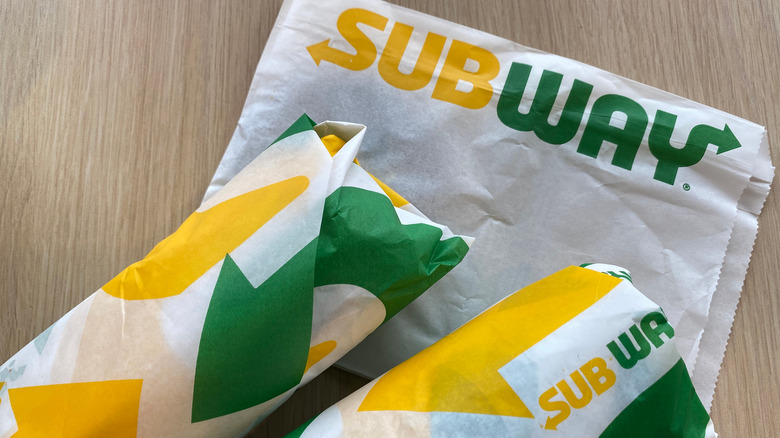 Subway sandwiches on napkin