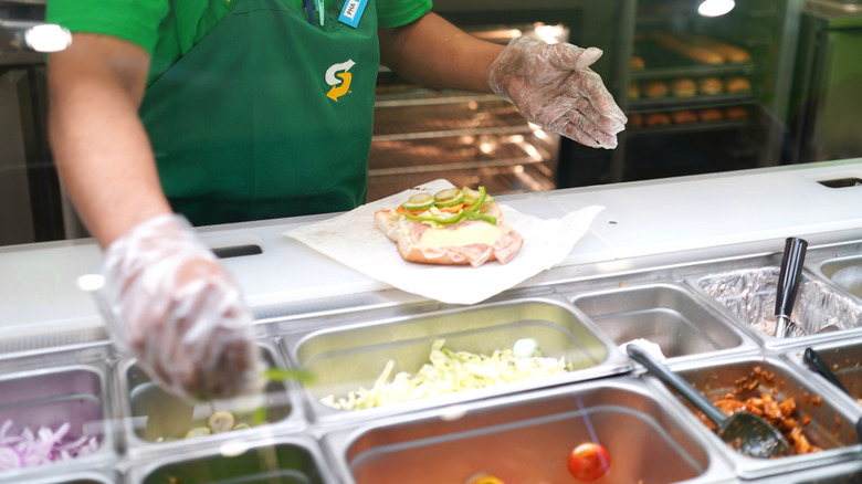 Making a Subway sandwich