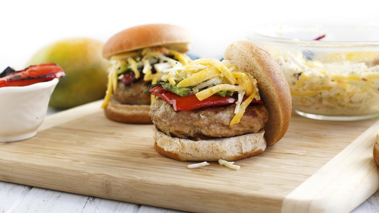 Caribbean Jerk Burger With Mango Slaw