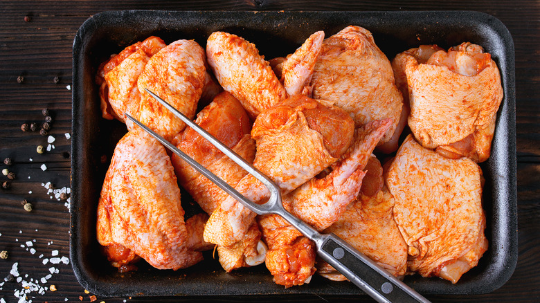 wings marinading in spices