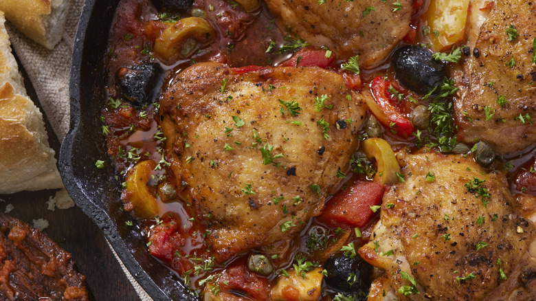 chicken stew in skillet