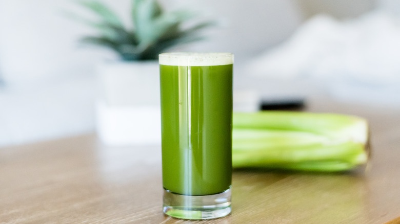 celery juice served in a glass