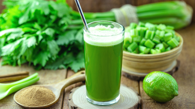 celery juice and chopped celery