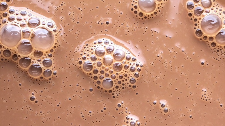 Bubbles in chocolate milk 