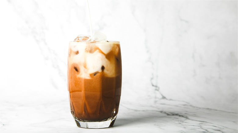 Iced chocolate coffee with milk