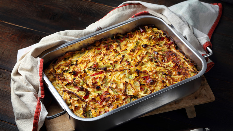 Tray of asparagus casserole