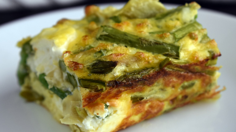 Slice of asparagus casserole