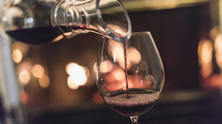 red wine being poured