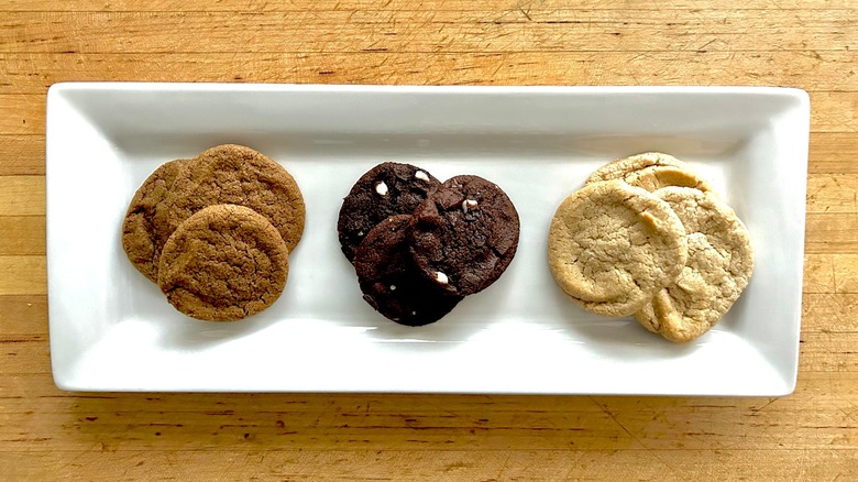 Trio of baked cookies plated