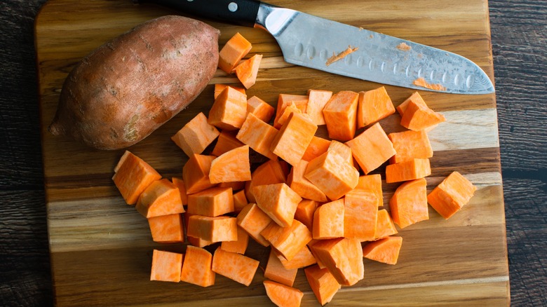 chopped sweet potatoes