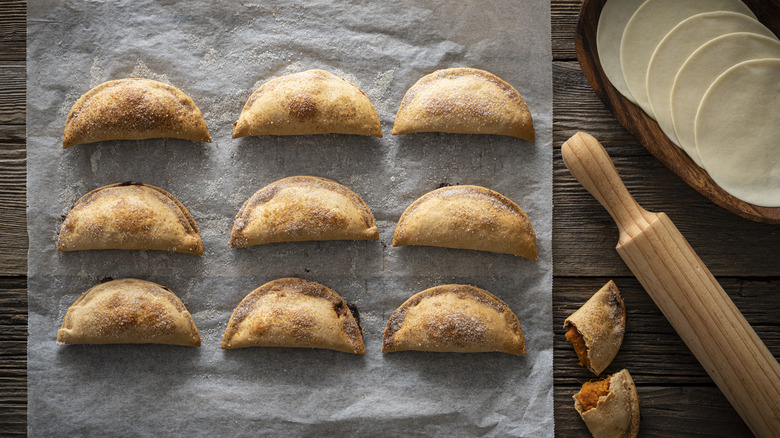 Sweet empanadas on a tray