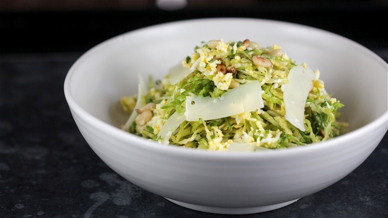 Shredded Caesar salad with Brussels sprouts 