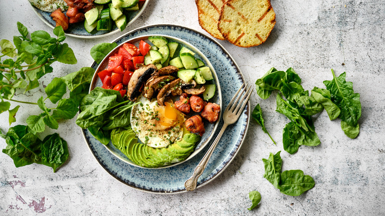 Salad with mushrooms and egg