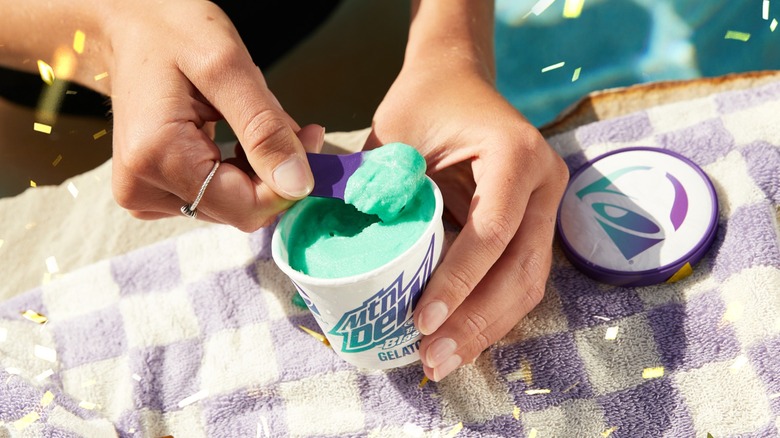 new Taco Bell MTN DEW BAJA BLAST gelato