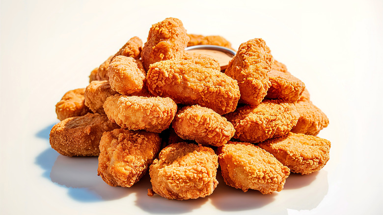 Stack of crispy chicken nuggets