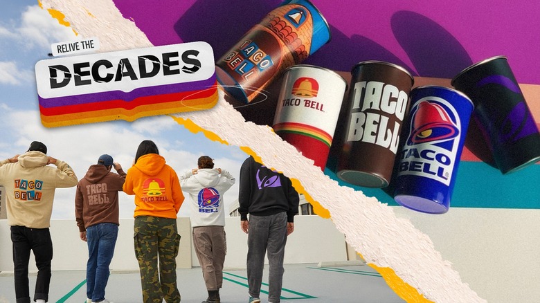 Taco Bell Decades hoodies and cups