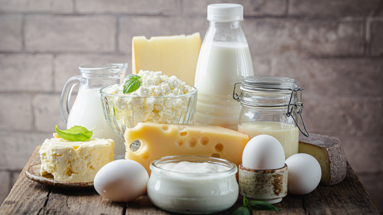 Various dairy products and eggs