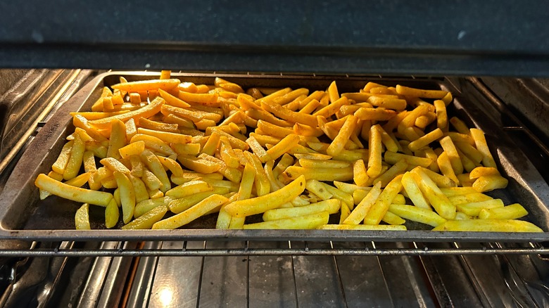 French fries in an oven