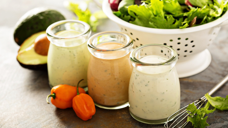 Ranch dressing varieties in jars