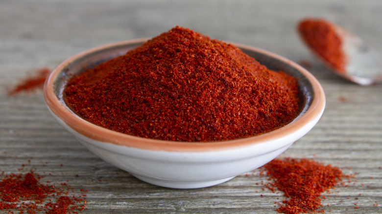bowl of paprika on a table