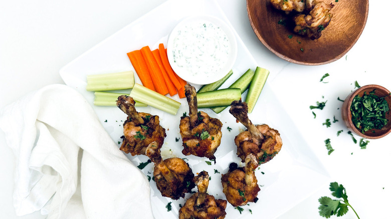 chicken lollipops with crudites 