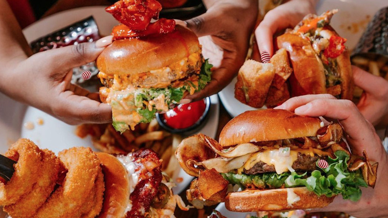 Close-up of the "Big AF" burgers