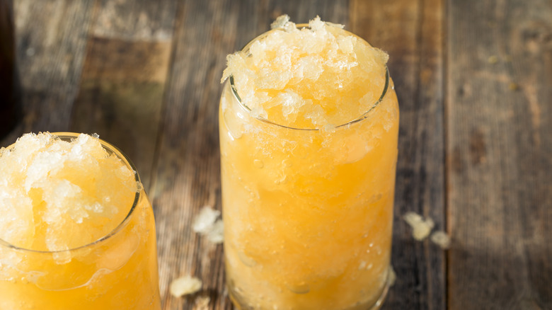 beer slushie on wooden table