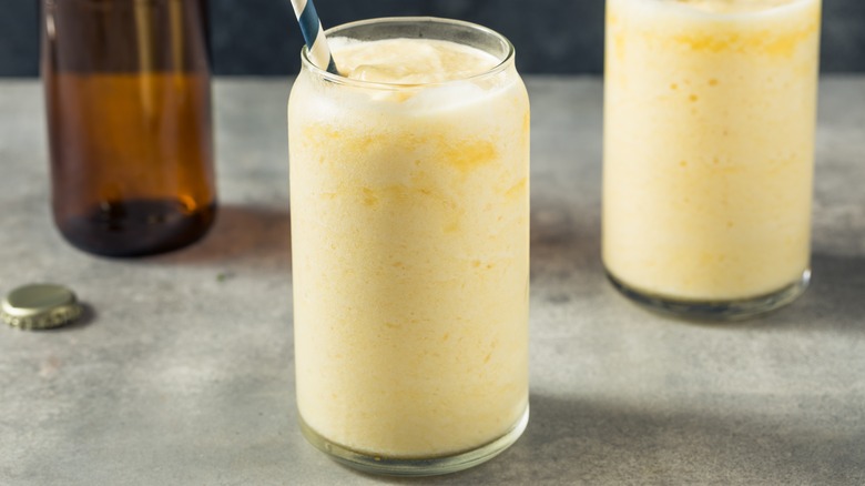 Two glasses of slushy beer