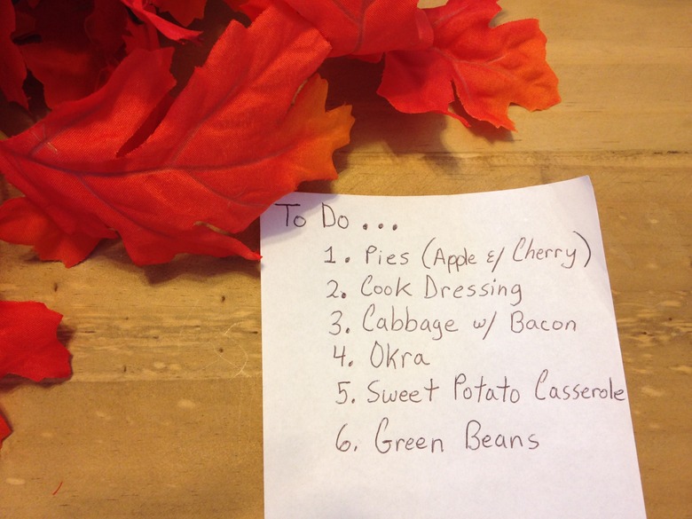 7 days out: Make a grocery list and make note of what you can buy premade (30 minutes)