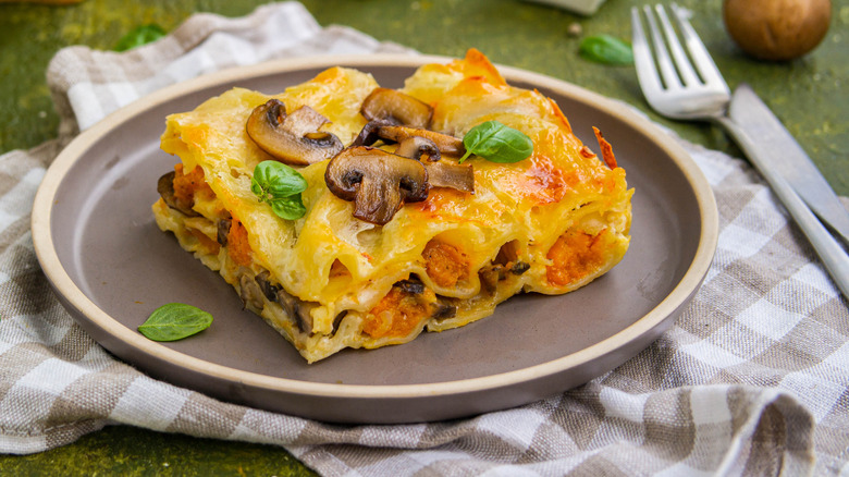 Pumpkin and mushroom lasagna