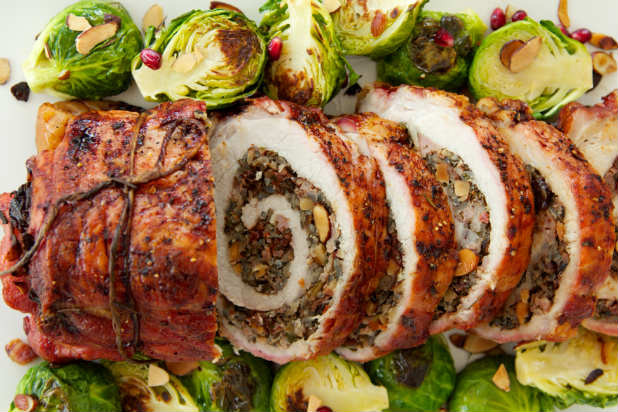 Cherry, Almond, and Wild Rice Stuffed Pork Loin