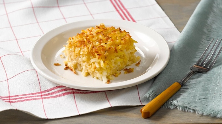 Hashbrown casserole on a plate