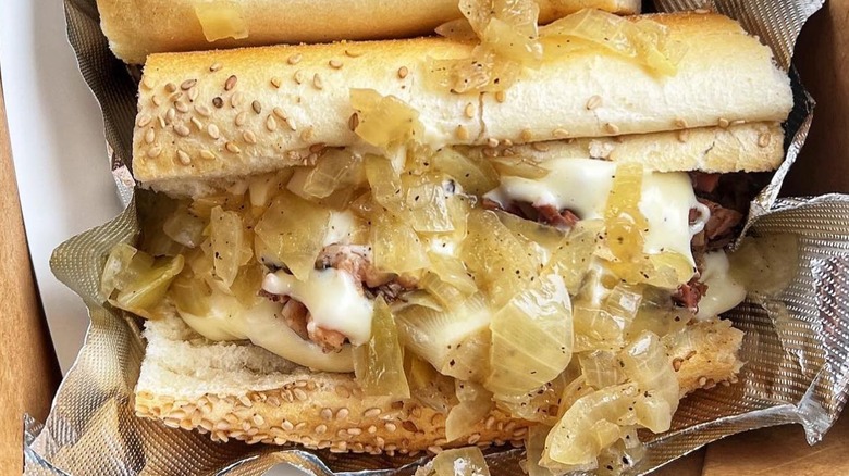 Cheesesteak with onions and cheese