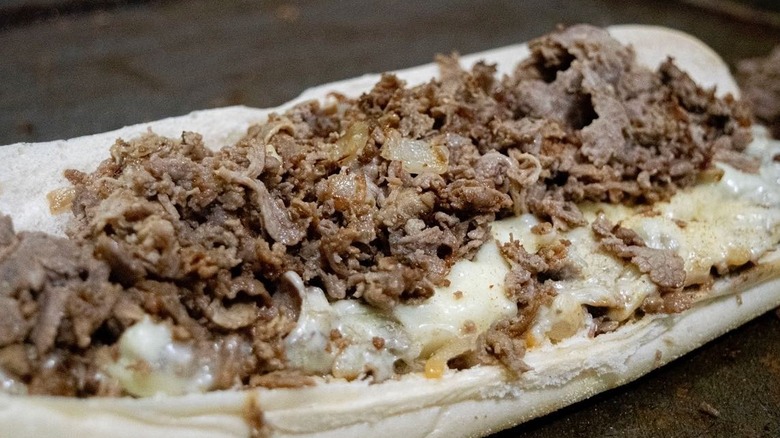 Cheesesteak on a long roll