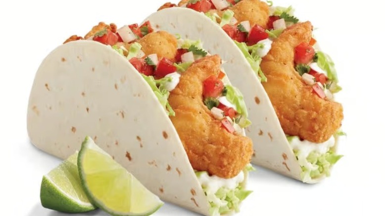 Jumbo shrimp tacos with lime