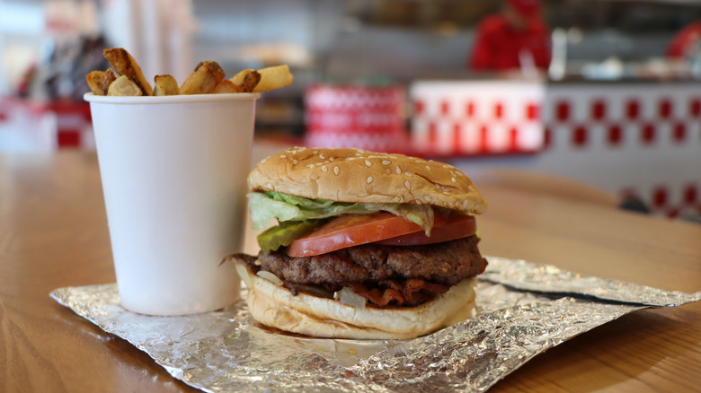 Burger and fries at Five Guys 