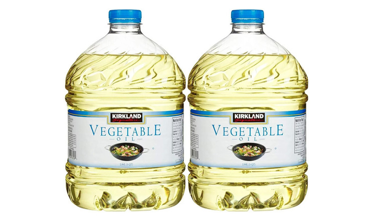 Two bottles of vegetable oil